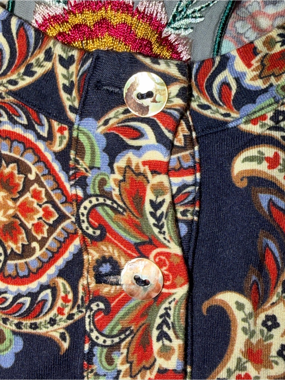 EUC Johnny Was Indi Flower Paisley 3/4 Sleeve Bamboo Henley Tunic - Picture 12 of 12